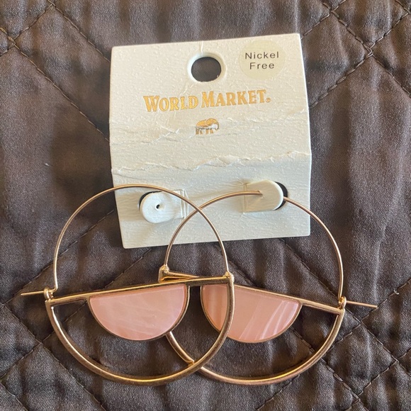 World Market Gold and Blush Modern Hoop Earring - Picture 4 of 4